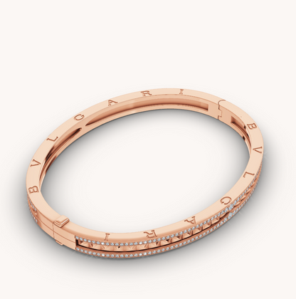 [valéa jewellery]ZERO 1 SPIRAL AND PAVED DIAMOND PINK GOLD BRACELET