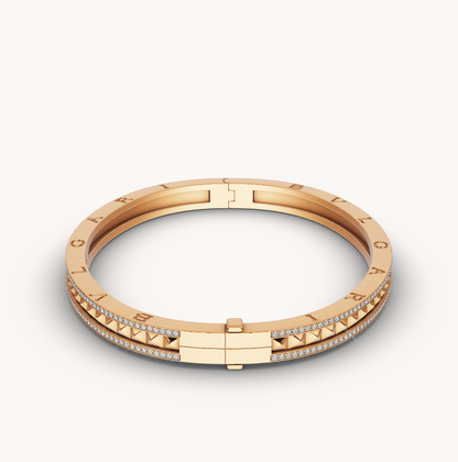 [valéa jewellery]ZERO 1 SPIRAL AND PAVED DIAMOND GOLD BRACELET