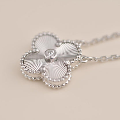 [Valéa jewellery]CLOVER  15MM DIAMOND LASER NECKLACE SILVER