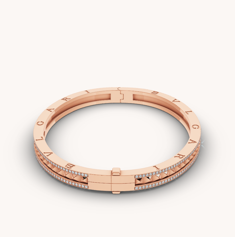 [valéa jewellery]ZERO 1 SPIRAL AND PAVED DIAMOND PINK GOLD BRACELET