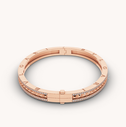 [valéa jewellery]ZERO 1 SPIRAL AND PAVED DIAMOND PINK GOLD BRACELET