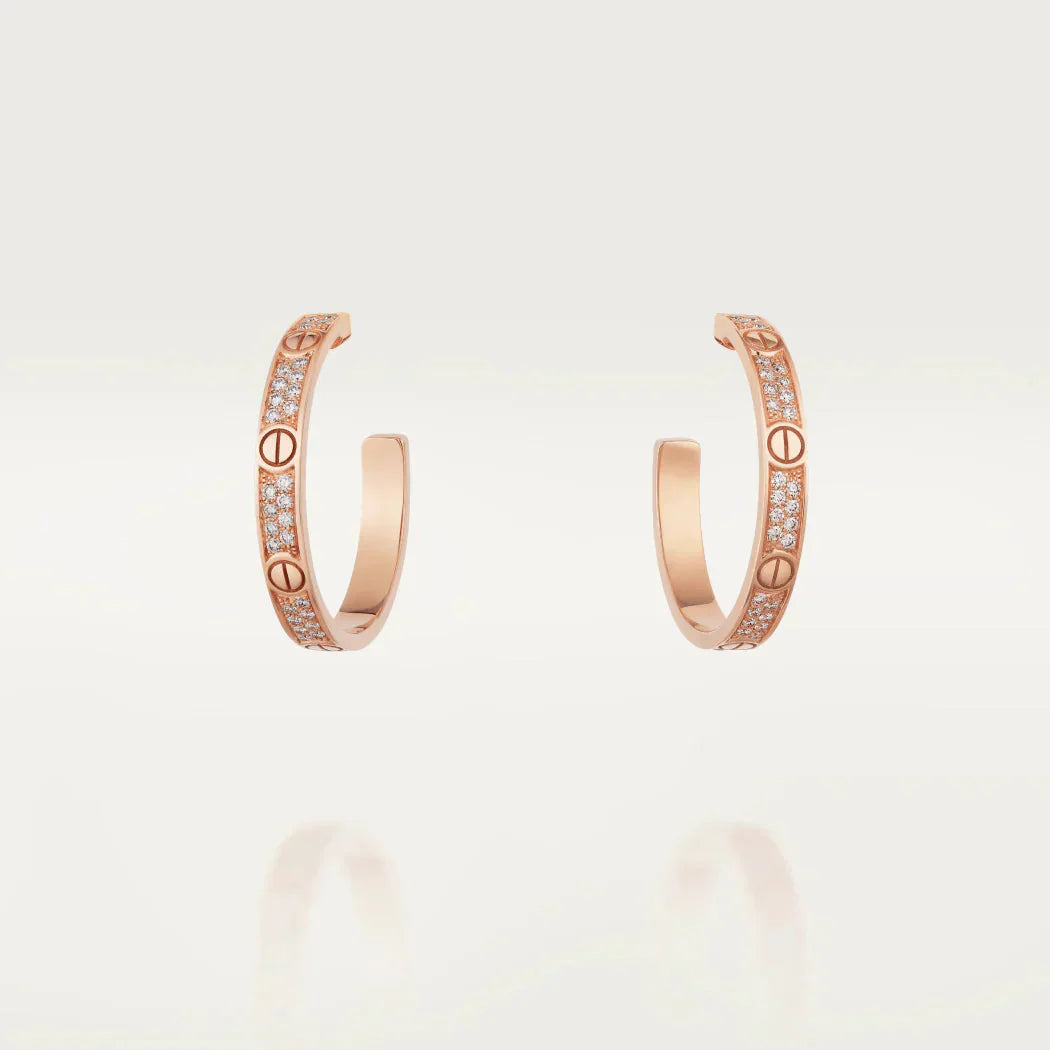 [Valéa jewellery]LOVE DIAMOND PINK GOLD HOOP EARRINGS