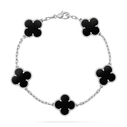 [Valéa jewellery]CLOVER 5 MOTIF ONYXS  BRACELET SILVER