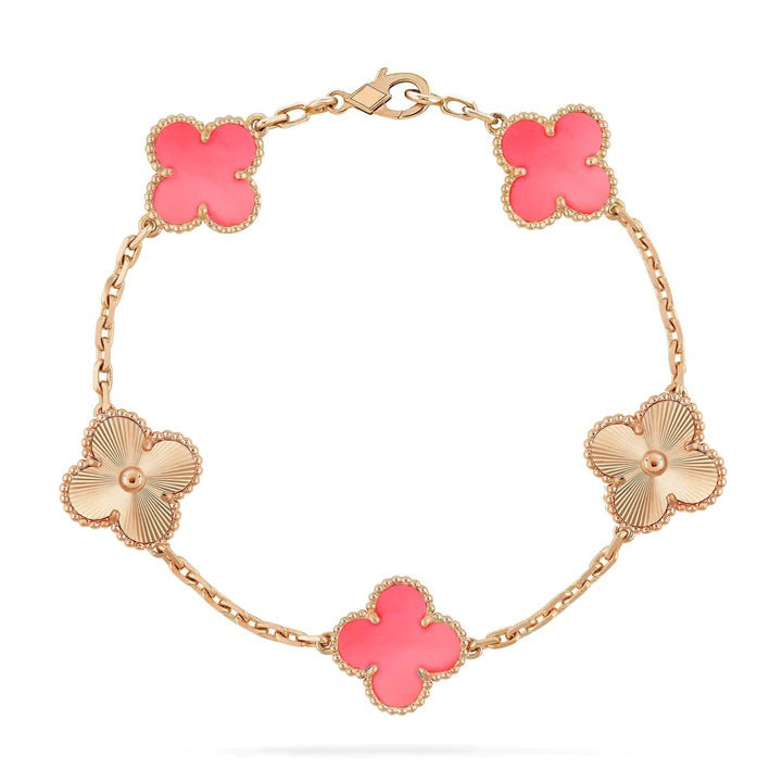 [Valéa jewellery]CLOVER BRACELET 5 MOTIF PINK AND PINK GOLD