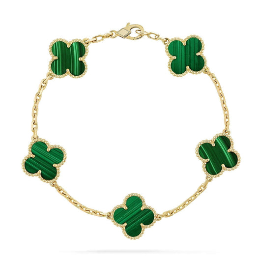 [Valéa jewellery]CLOVER 5 MOTIFS MALACHITE BRACELET