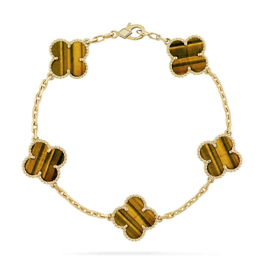 [Valéa jewellery]CLOVER  5 MOTIFS TIGER EYE BRACELET