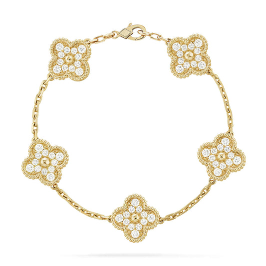 [Valéa jewellery]CLOVER 5 MOTIFS  FULL DIAMOND BRACELET