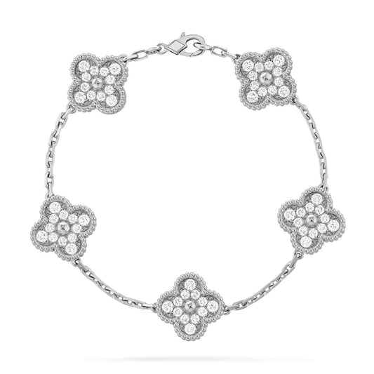 [Valéa jewellery]CLOVER 5 MOTIFS  DIAMOND BRACELET SILVER