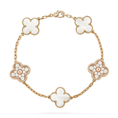 [Valéa jewellery]CLOVER BRACELET 5 MOTIF WHITE MOP DIAMOND