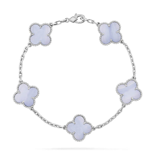 [Valéa jewellery]CLOVER  5 MOTIF PURPLE CHALCEDONY BRACELET SILVER