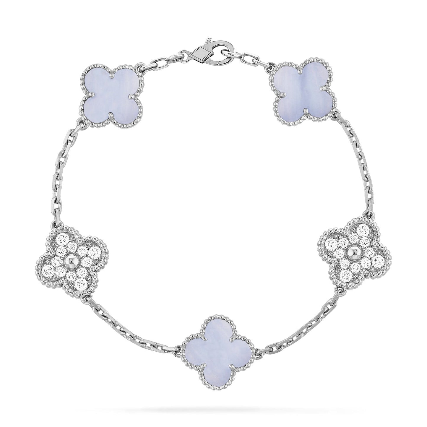 [Valéa jewellery]CLOVER  5 MOTIF DIAMOND PURPLE CHALCEDONY BRACELET SILVER