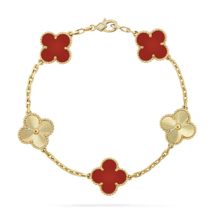 [Valéa jewellery]CLOVER  5 MOTIFS CARNELIAN GOLD BRACELET