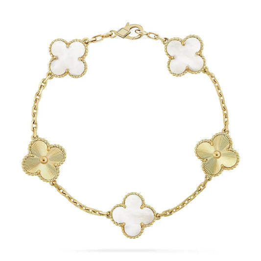 [Valéa jewellery]CLOVER BRACELET 5 MOTIF WHITE MOP PINK GOLD