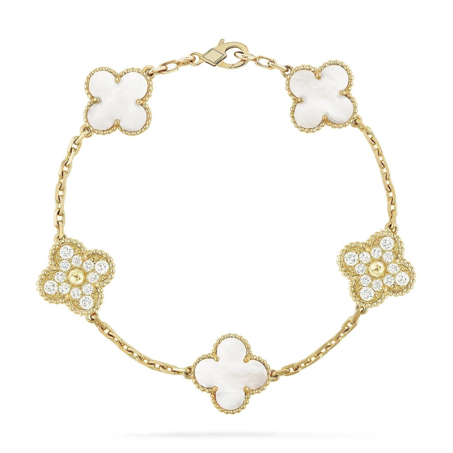 [Valéa jewellery]CLOVER BRACELET 5 MOTIF WHITE MOP DIAMOND