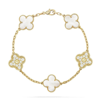 [Valéa jewellery]CLOVER BRACELET 5 MOTIF WHITE MOP DIAMOND