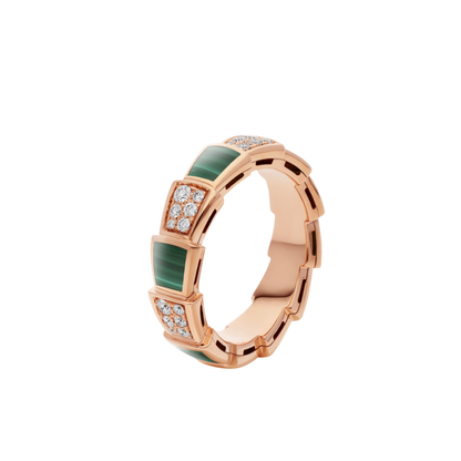 [valéa jewellery]SERPENTI RING PINK GOLD MALACHITE DIAMOND PAVED 4MM