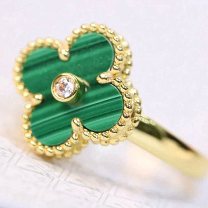 [Valéa jewellery]CLOVER MALACHITE RING GOLD DIAMOND