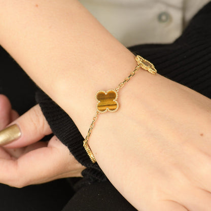 [Valéa jewellery]CLOVER  5 MOTIFS TIGER EYE BRACELET