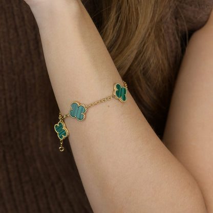 [Valéa jewellery]CLOVER 5 MOTIFS MALACHITE BRACELET