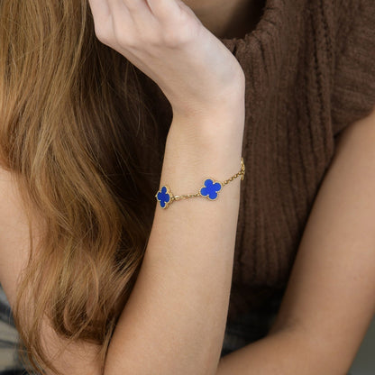 [Valéa jewellery]CLOVER 5 MOTIFS BLUE AGATE BRACELET