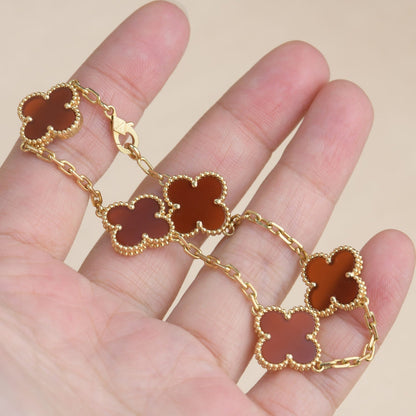 [Valéa jewellery]CLOVER 5 MOTIFS RED AGATE  BRACELET