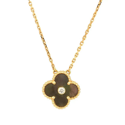 [Valéa jewellery]CLOVER 15MM DIAMOND AND MOTHER-OF-GREY NECKLACE