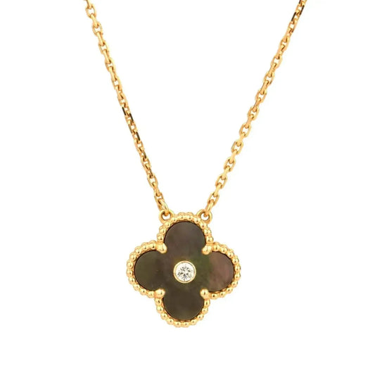 [Valéa jewellery]CLOVER 15MM DIAMOND AND MOTHER-OF-GREY NECKLACE