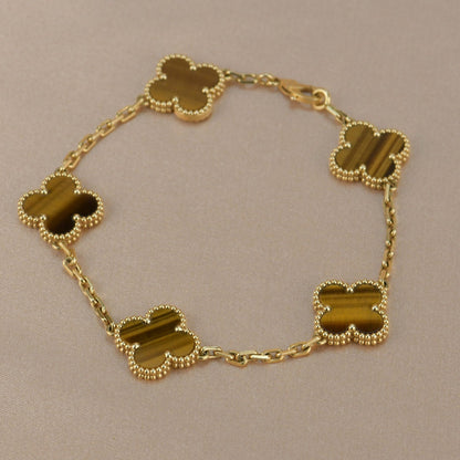 [Valéa jewellery]CLOVER  5 MOTIFS TIGER EYE BRACELET