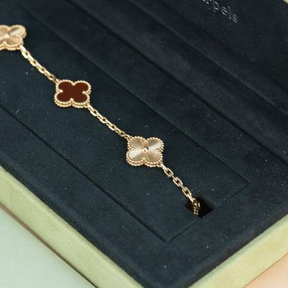 [Valéa jewellery]CLOVER  5 MOTIFS CARNELIAN GOLD BRACELET