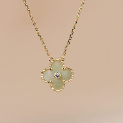 [Valéa jewellery]CLOVER 15MM DIAMOND GOLD MOTHER OF PEARL NECKLACE