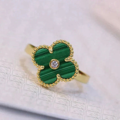 [Valéa jewellery]CLOVER MALACHITE RING GOLD DIAMOND