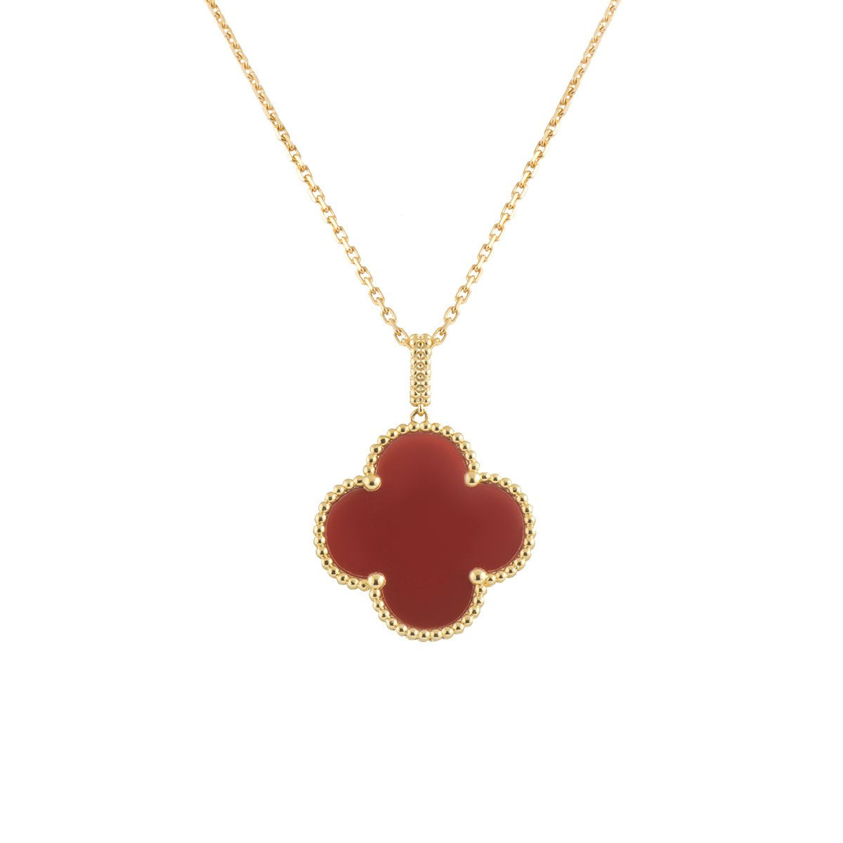 [Valéa jewellery]CLOVER 25MM NECKLACE GOLD CARNELIAN