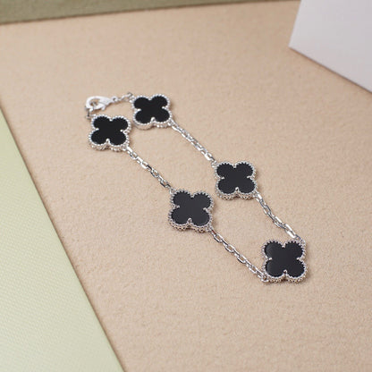 [Valéa jewellery]CLOVER 5 MOTIF ONYXS  BRACELET SILVER