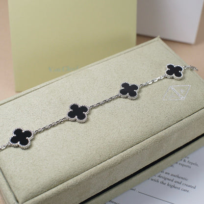 [Valéa jewellery]CLOVER 5 MOTIF ONYXS  BRACELET SILVER