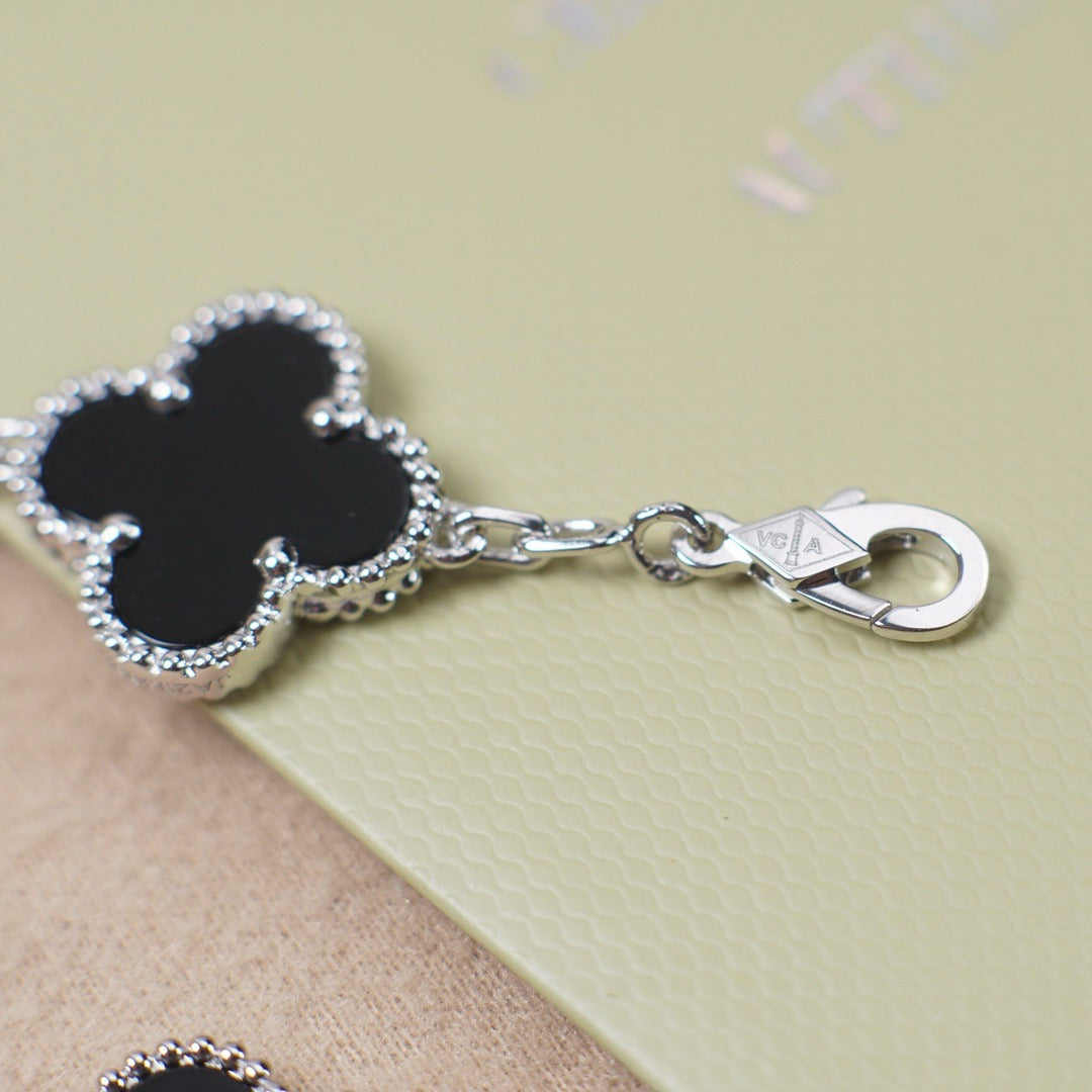 [Valéa jewellery]CLOVER 5 MOTIF ONYXS  BRACELET SILVER