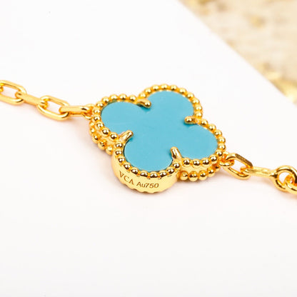 [Valéa jewellery]CLOVER 5 MOTIF TURQUOISE DIAMOND GOLD BRACELET