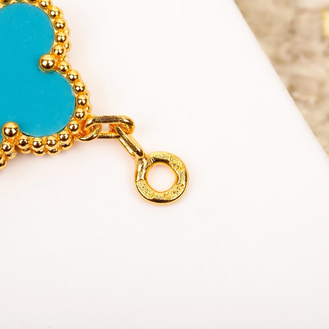 [Valéa jewellery]CLOVER 5 MOTIF TURQUOISE DIAMOND GOLD BRACELET