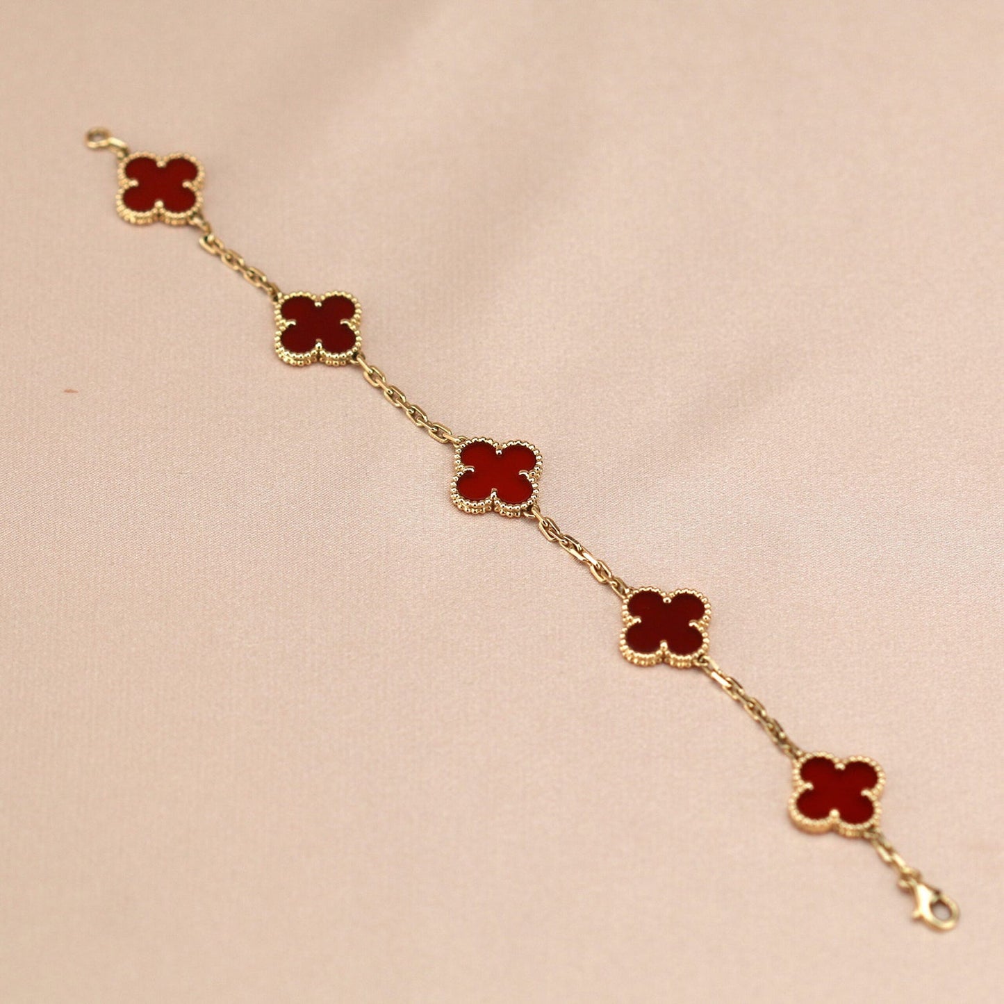 [Valéa jewellery]CLOVER 5 MOTIFS RED AGATE  BRACELET