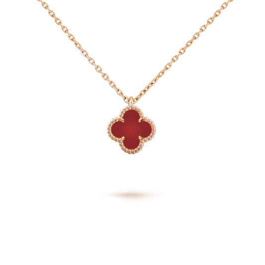 [Valéa jewellery]CLOVER MINI 9.5MM WHITE CARNELIANS NECKLACE