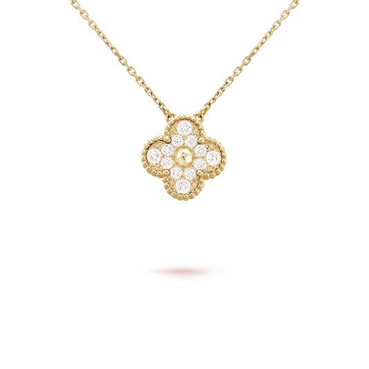 [Valéa jewellery]CLOVER 15MM DIAMOND SINGLE FLOWER NECKLACE