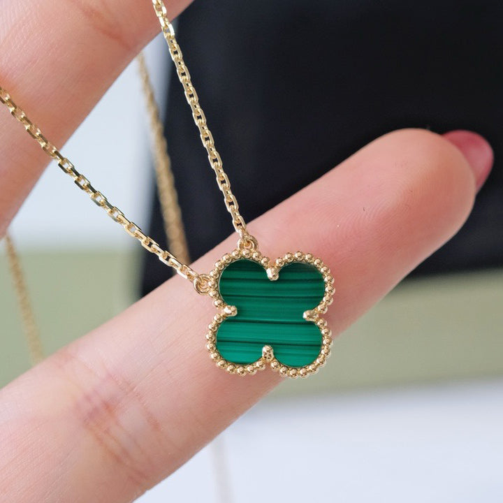 [Valéa jewellery]CLOVER 15MM MALACHITE SINGLE FLOWER  NECKLACE