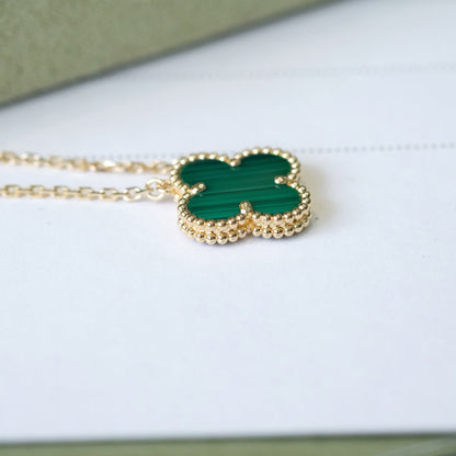 [Valéa jewellery]CLOVER 15MM MALACHITE SINGLE FLOWER  NECKLACE