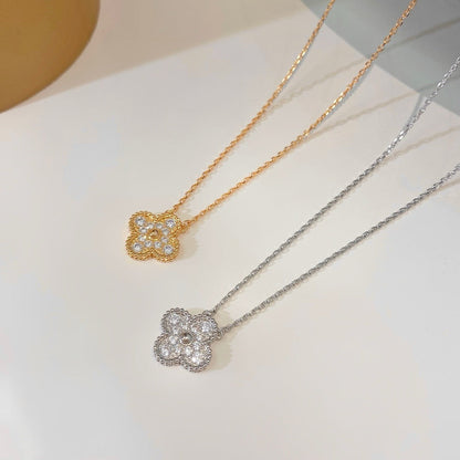 [Valéa jewellery]CLOVER 15MM DIAMOND SINGLE FLOWER NECKLACE