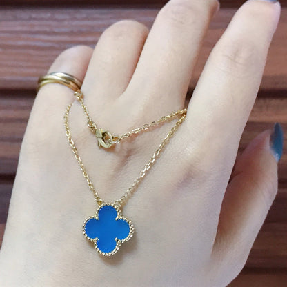 [Valéa jewellery]CLOVER 15MM BLUE AGATE NECKLACE