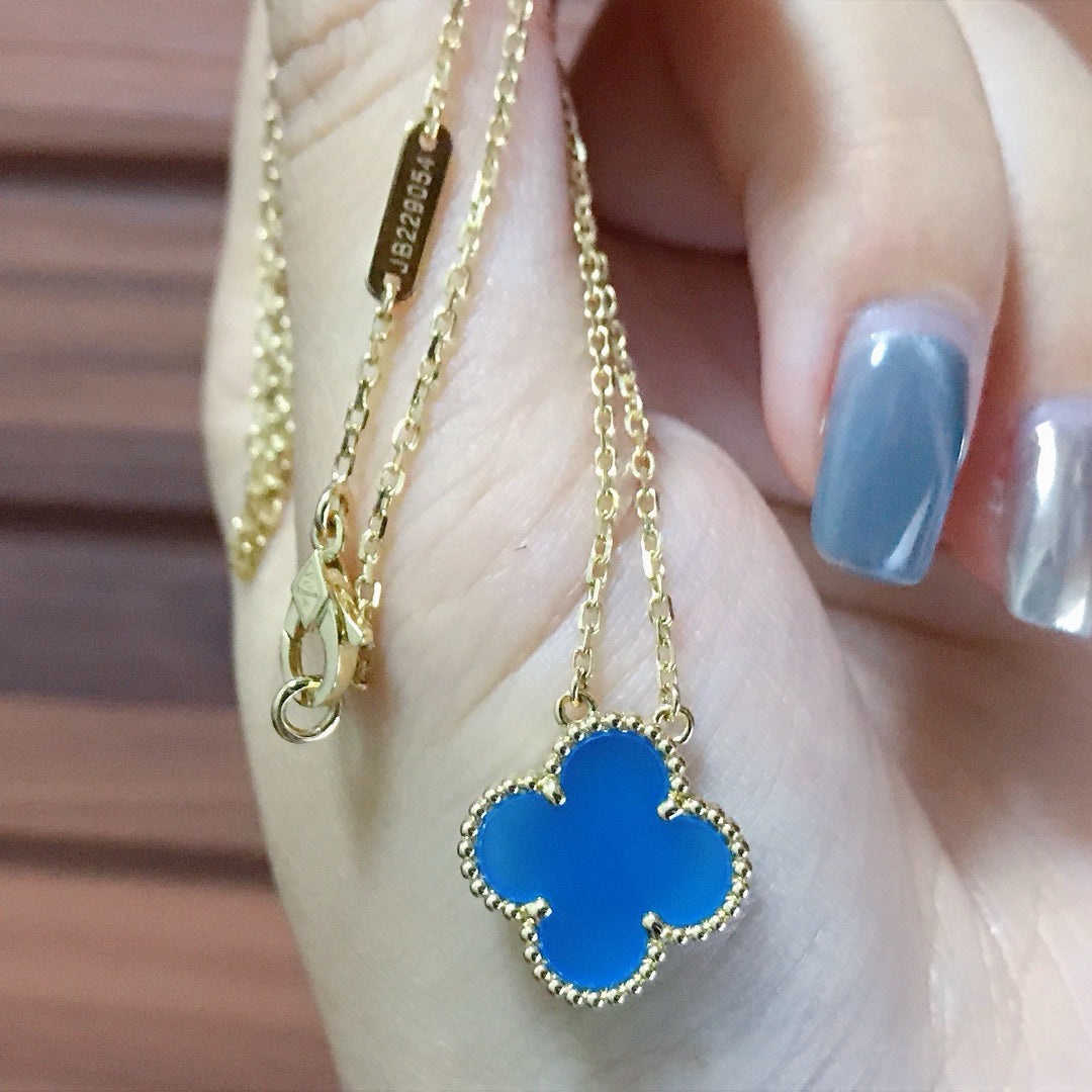 [Valéa jewellery]CLOVER 15MM BLUE AGATE NECKLACE