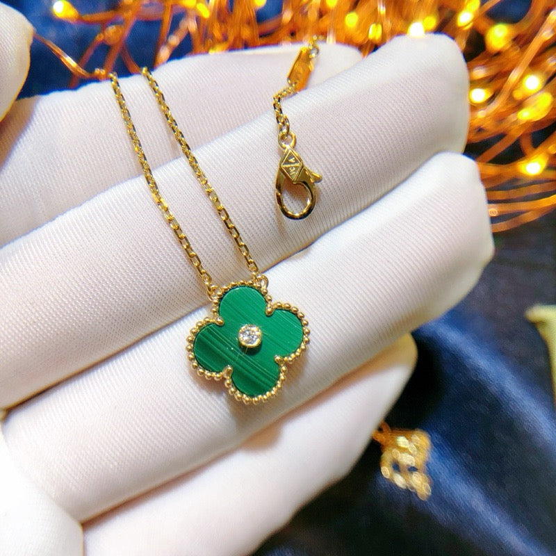 [Valéa jewellery]CLOVER 15MM DIAMOND TURQUOISE NECKLACE