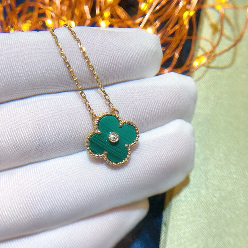 [Valéa jewellery]CLOVER 15MM DIAMOND TURQUOISE NECKLACE