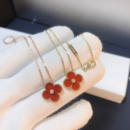 [Valéa jewellery]CLOVER 15MM DIAMOND CARNELIAN NECKLACE