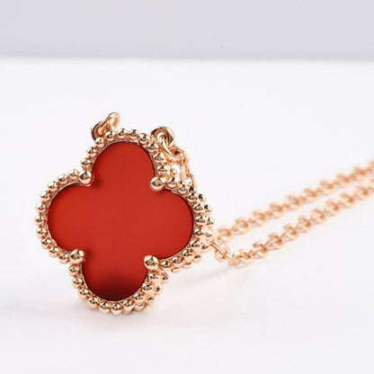 [Valéa jewellery]CLOVER 15MM CARNELIAN SINGLE FLOWER NECKLACE