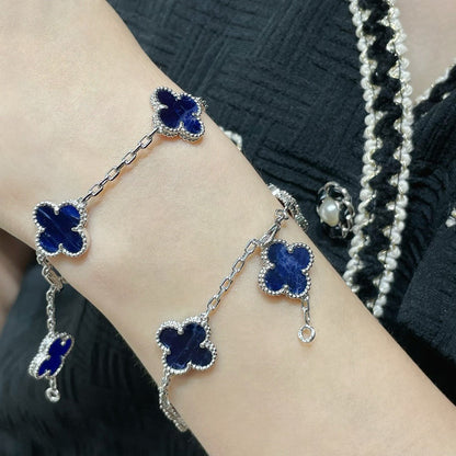 [Valéa jewellery]CLOVER 5 MOTIF PIETERSITE SILVER BRACELET